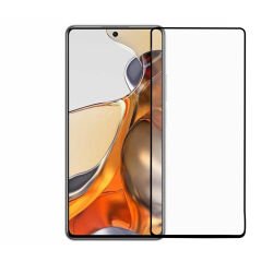 Microcase Xiaomi Redmi Note 12T Pro / Note 11T Pro Tam Kaplayan Çerçeveli Tempered Ekran Koruyucu - Siyah AL3276