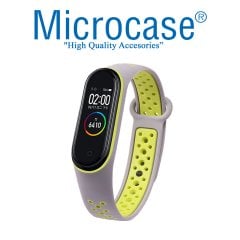 Microcase Xiaomi Mi Band 5 Kayış - Neon Sarı - Gri KY3
