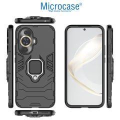 Microcase Huawei Nova 12S /Nova 11 Batman Serisi Yüzük Standlı Armor Kılıf - Siyah AL3349