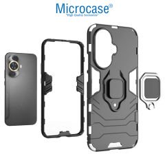 Microcase Huawei Nova 12S /Nova 11 Batman Serisi Yüzük Standlı Armor Kılıf - Siyah AL3349