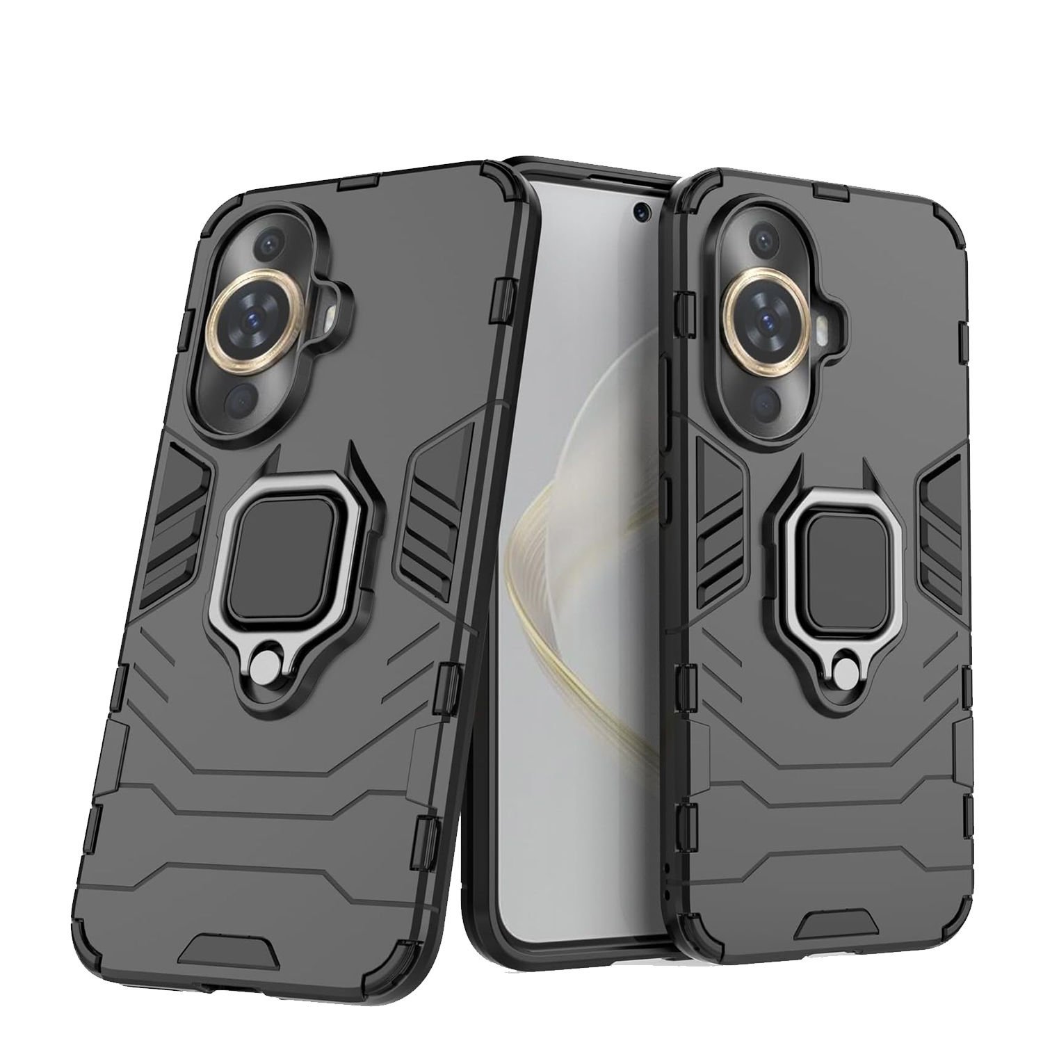 Microcase Huawei Nova 12S /Nova 11 Batman Serisi Yüzük Standlı Armor Kılıf - Siyah AL3349