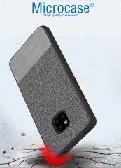 Microcase Huawei Mate 20 Pro Fabrik Serisi Kumaş ve Deri Desen Kılıf - Gri
