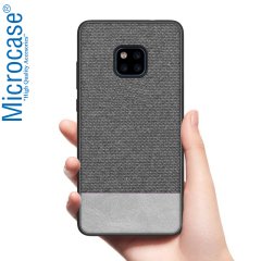 Microcase Huawei Mate 20 Pro Fabrik Serisi Kumaş ve Deri Desen Kılıf - Gri