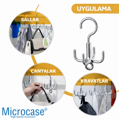 Microcase Çok Amaçlı Döner Başlıklı Metal Elbise Kravat Eşarp Askılığı 3 ADET AL5448