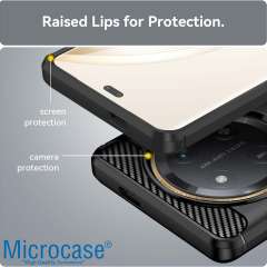 Microcase Honor Magic 7 Lite / HONORX60 Pro 5G/HONORX9C 5G ile Uyumlu Brushed Carbon Fiber Silikon Kılıf - Siyah AL3332