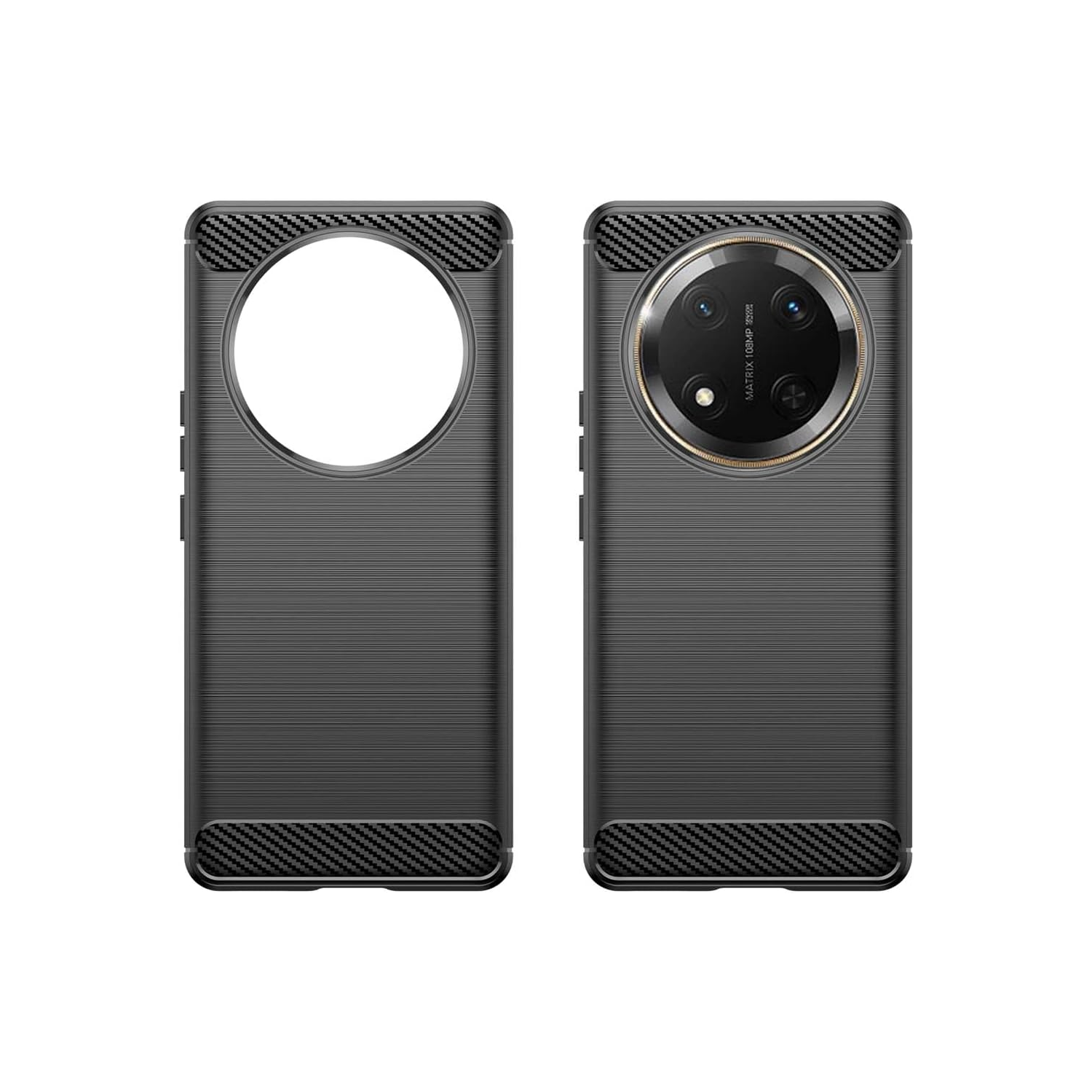 Microcase Honor Magic 7 Lite / HONORX60 Pro 5G/HONORX9C 5G ile Uyumlu Brushed Carbon Fiber Silikon Kılıf - Siyah AL3332