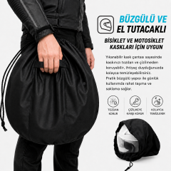 Microcase Motosiklet ve Bisiklet Kaskı El Tutacaklı Büzgülü Taşıma Saklama Çantası Koruyucu Kese 47x42 CM AL5687