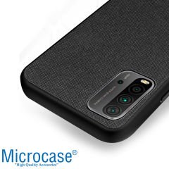 Microcase Xiaomi Redmi 9T Fabrik Serisi Kumaş ve Deri Desen Kılıf (SEÇENEKLİ) Gri