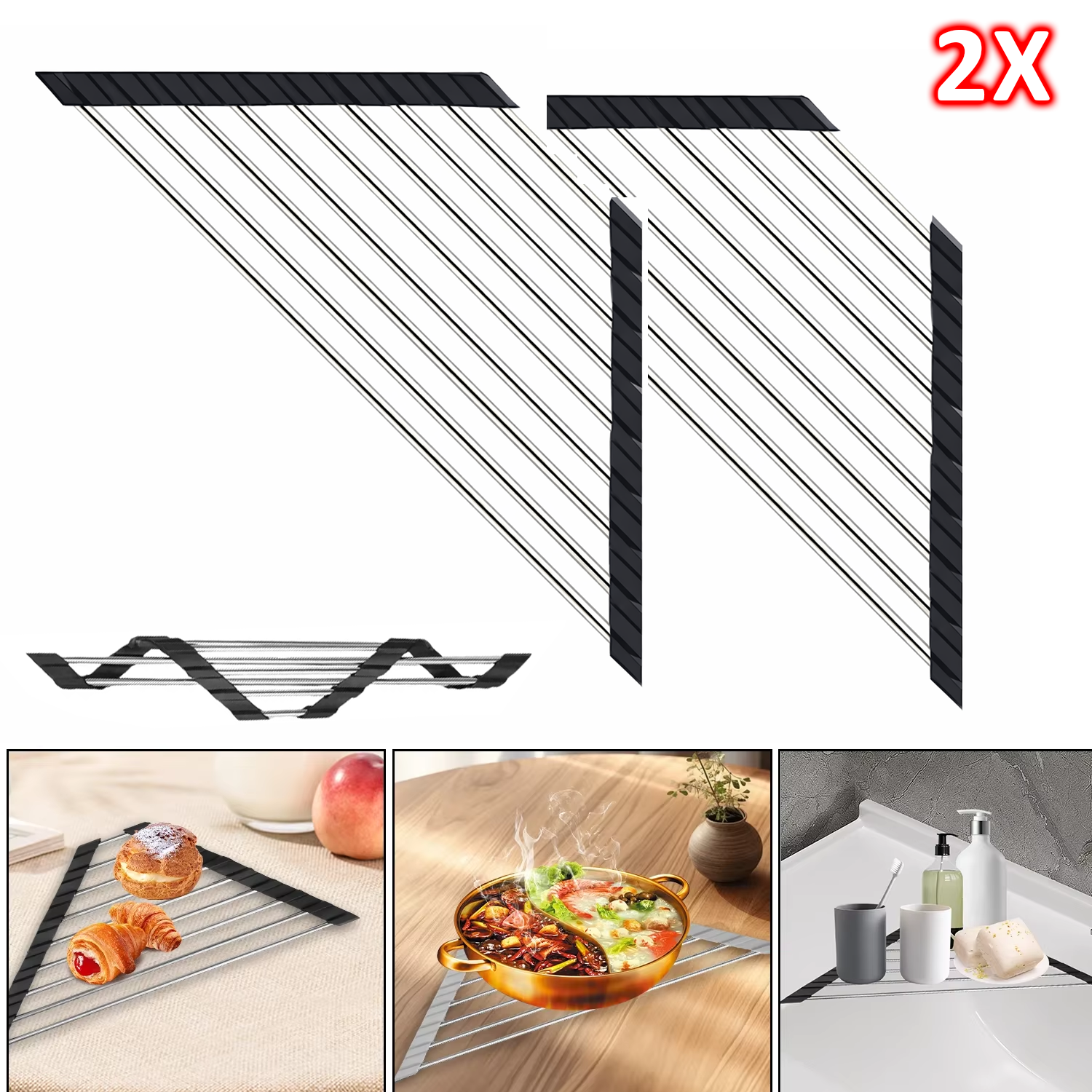 Microcase Ayarlanabilir Mutfak Lavaboya Monte Çok Amaçlı Askılık 2 ADET AL5443