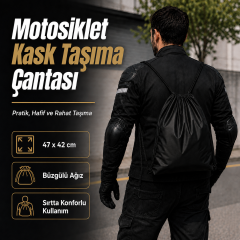Microcase Motosiklet Scooter Bisiklet için Sırt Askılıklı Büzgülü Taşıma Saklama Amaçlı Kask Çantası Koruyucu Kese 47x42 CM AL5688
