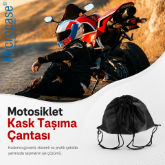 Microcase Motosiklet Scooter Bisiklet için Sırt Askılıklı Büzgülü Taşıma Saklama Amaçlı Kask Çantası Koruyucu Kese 47x42 CM AL5688