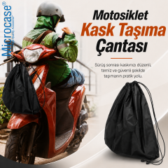 Microcase Motosiklet Scooter Bisiklet için Sırt Askılıklı Büzgülü Taşıma Saklama Amaçlı Kask Çantası Koruyucu Kese 47x42 CM AL5688