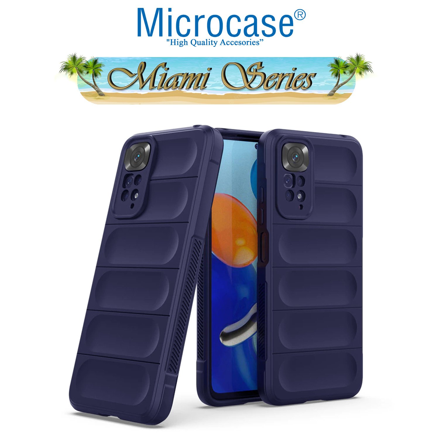 Microcase Xiaomi Redmi Note 11S 2022 Global Miami Serisi Darbeye Dayanıklı Silikon Kılıf - Lacivert