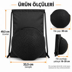 Microcase Taşınabilir Fileli Top Bölmeli Büzgülü Spor ve Basketbol Sırt Çantası Siyah AL5695