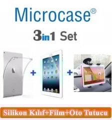 Apple iPad Air 2 Silikon Kılıf+Ekran Filmi+Oto Tablet Tutucu