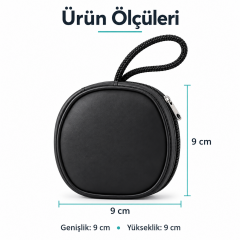 Microcase Mini Yuvarlak Çok Amaçlı Kulaklık Şarj Aleti Kablo Vb Aksesuar Saklama Çantası AL7001