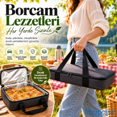 Microcase Isı Yalıtımlı Termal Hacimli Piknik Malzemesi Borcam ve Yemek Taşıma Çantası Siyah 47 x 32 x11 CM  AL7041