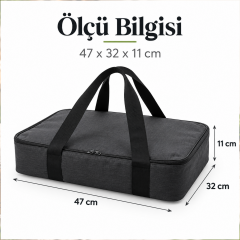 Microcase Isı Yalıtımlı Termal Hacimli Piknik Malzemesi Borcam ve Yemek Taşıma Çantası Siyah 47 x 32 x11 CM  AL7041