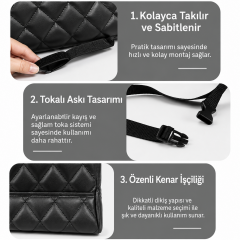 Microcase Kapitone Desen Oto Ön Koltuk Arası Çift Yönlü Çanta Termos Malzeme Organizer Düzenleyici AL5683