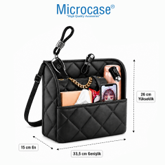 Microcase Kapitone Desen Oto Ön Koltuk Arası Çift Yönlü Çanta Termos Malzeme Organizer Düzenleyici AL5683