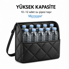 Microcase Kapitone Desen Oto Ön Koltuk Arası Çift Yönlü Çanta Termos Malzeme Organizer Düzenleyici AL5683