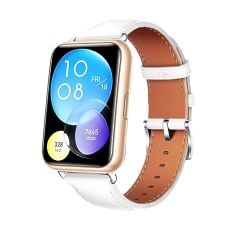 Microcase Samsung Gear S4 46mm -Watch 46mm- Active 2 46mm ile Uyumlu  22mm Universal Deri Kordon Kayış-KY98 Beyaz