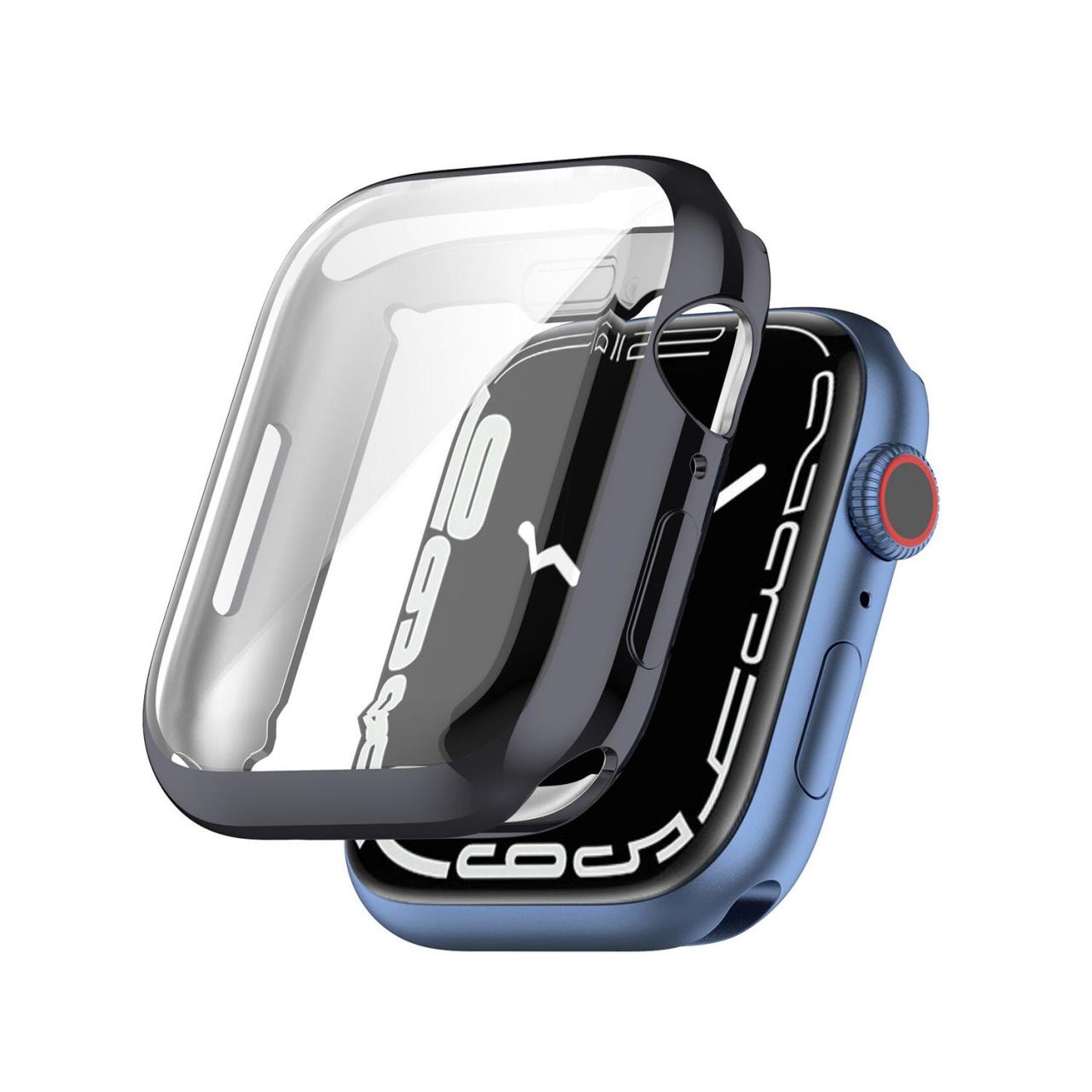 Microcase Apple Watch 7 41 mm Önü Kapalı Tasarım Silikon Kılıf - Antrasit Gri