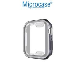 Microcase Apple Watch 7 41 mm Önü Kapalı Tasarım Silikon Kılıf - Antrasit Gri