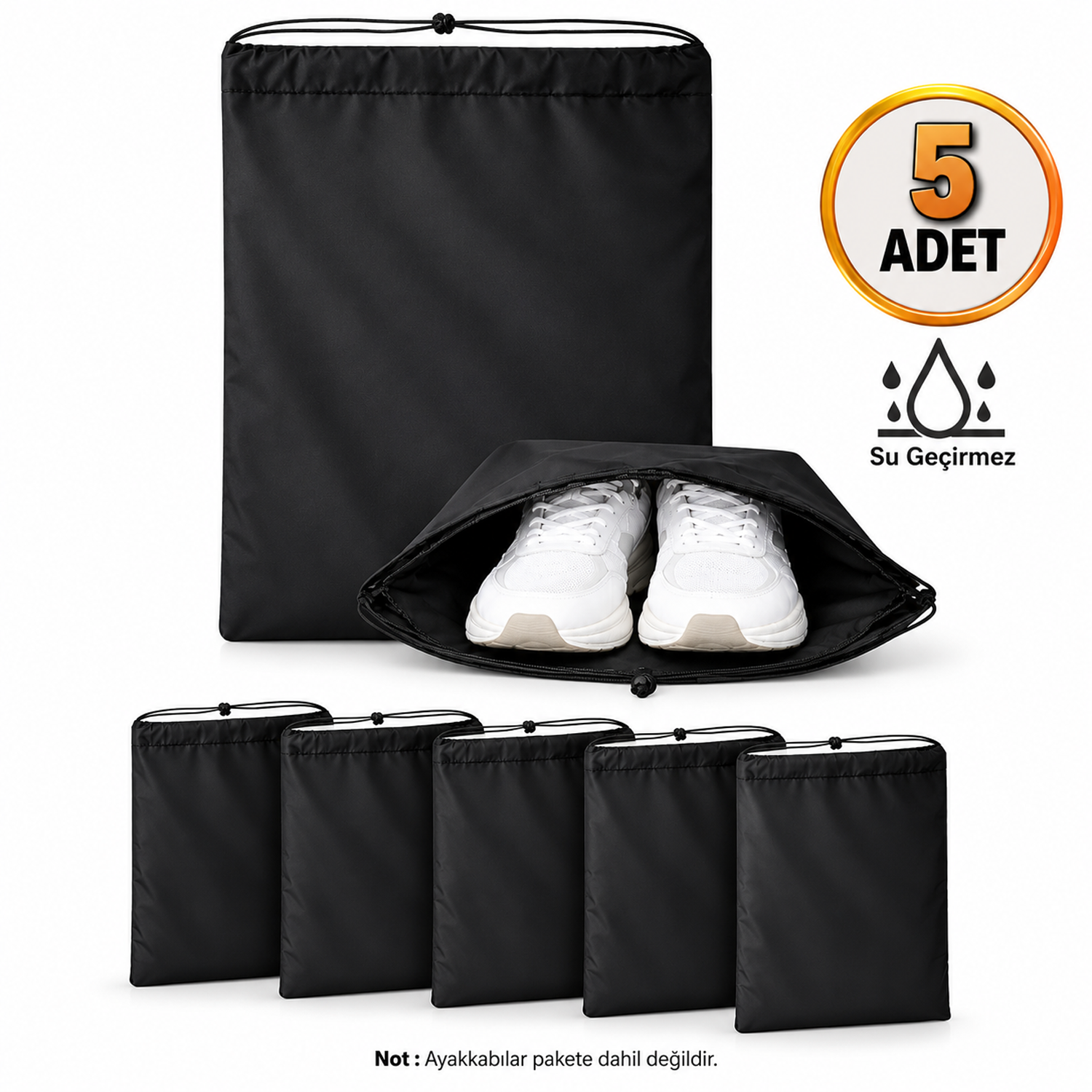 Microcase Su Geçirmez İpli Ayakkabı Eşya Düzenleyici Seyahat Çantası Hurç 50 X 40 CM 5 ADET AL5505