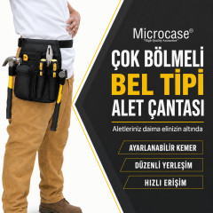 Microcase Çok Amaçlı Çok Bölmeli Kemere Takmalı Bel Tipi Alet Takım Hırdavat Kılıfı Çantası AL5651