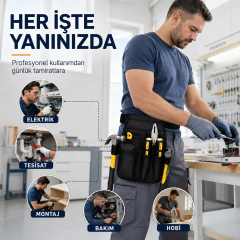 Microcase Çok Amaçlı Çok Bölmeli Kemere Takmalı Bel Tipi Alet Takım Hırdavat Kılıfı Çantası AL5651