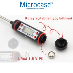 Microcase Mutfak için Dijital Gıda Termometresi Sıvı Gıda,Et,Su,Süt Yiyecek Sıcaklık Ölçer - AL2964