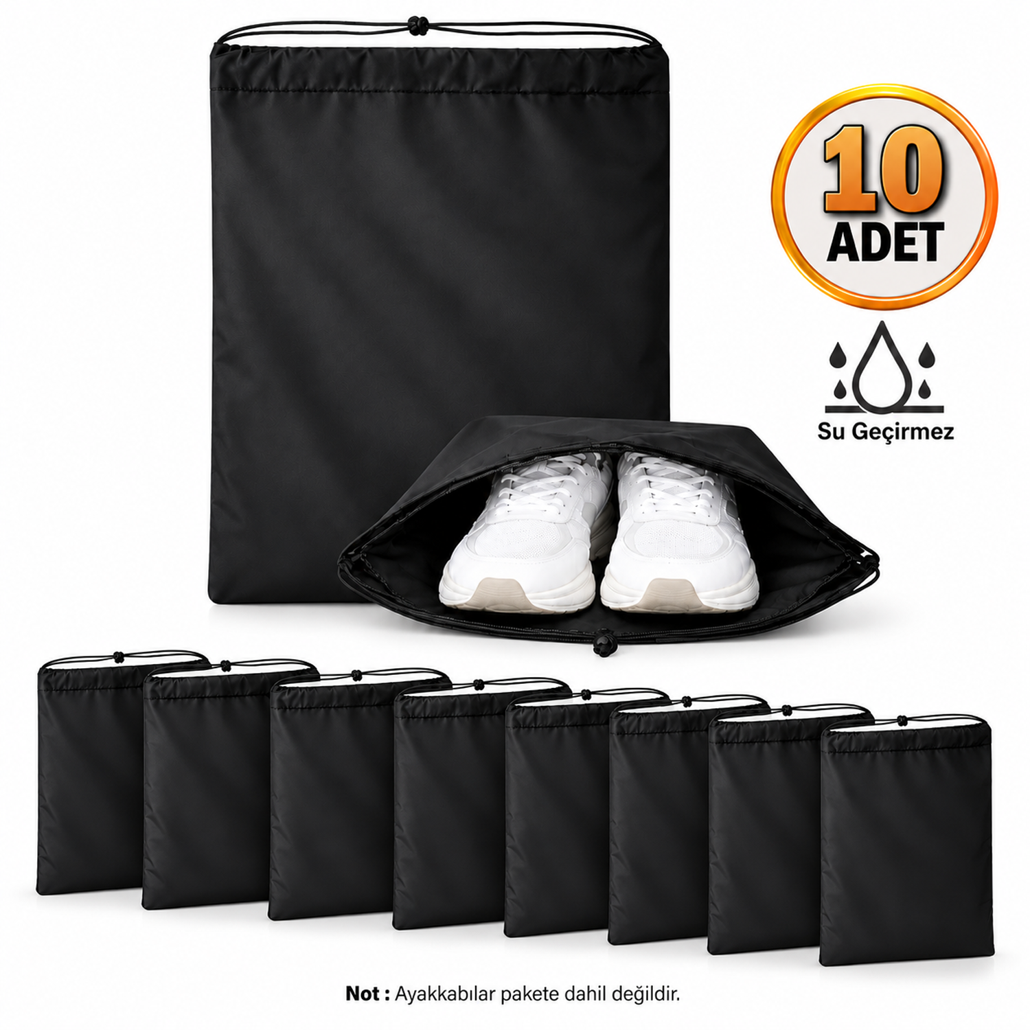 Microcase Su Geçirmez İpli Ayakkabı Eşya Düzenleyici Seyahat Çantası Hurç 50 X 40 CM 10 ADET AL5505