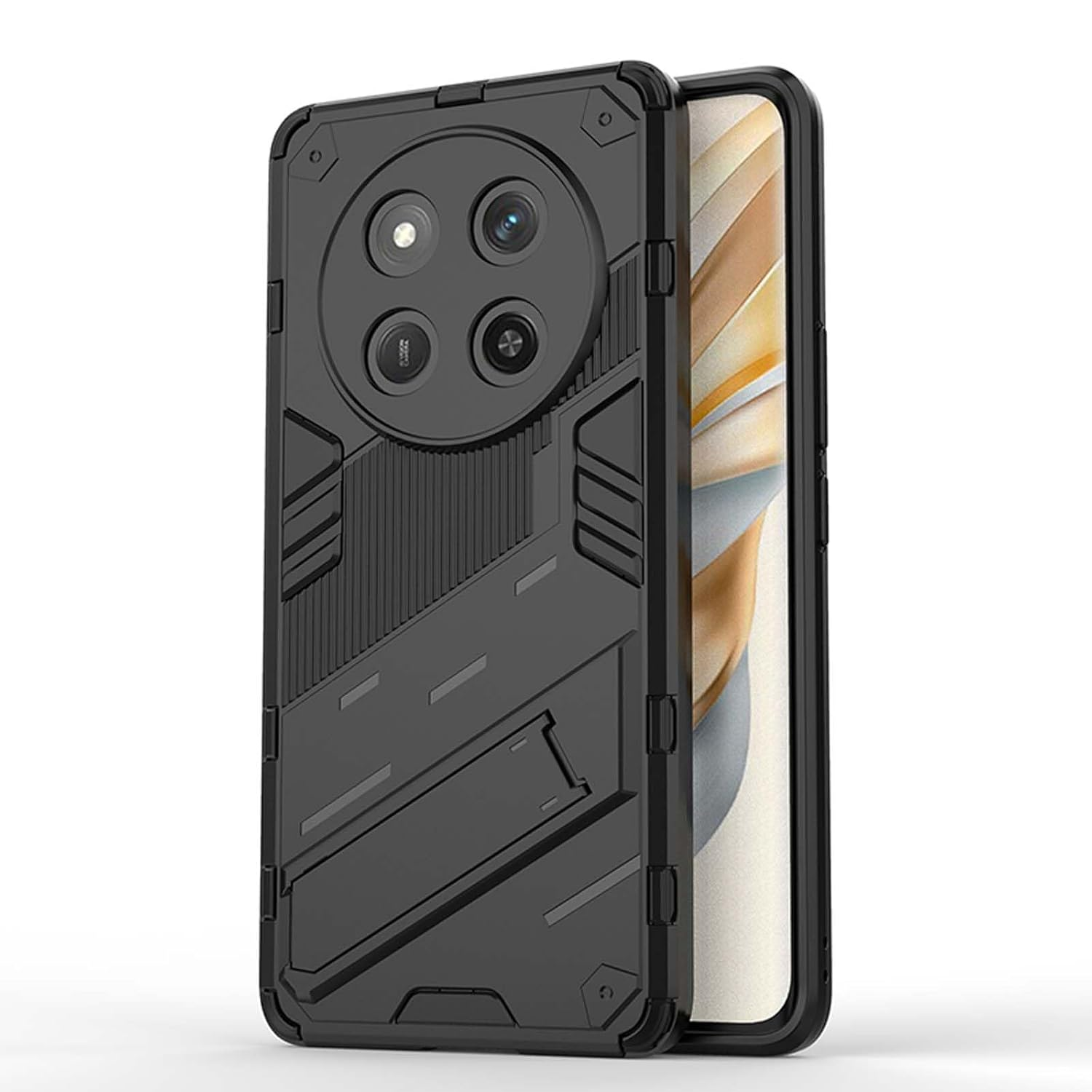 Microcase Huawei Honor Magic 7 Lite/Honor x60/Honor X9C 5G Matrix Serisi Armor Standlı Perfect Koruma Kılıf - Siyah Al3416