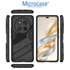 Microcase Huawei Honor Magic 7 Lite/Honor x60/Honor X9C 5G Matrix Serisi Armor Standlı Perfect Koruma Kılıf - Siyah Al3416