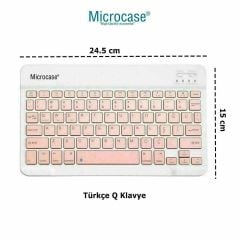 Microcase Vorcom SXPro 10.1 inch Tablet Uyumlu Tablet Çanta+Türkçe Bluetooth Klavye +Mouse+ Standı - Pembe AL8127