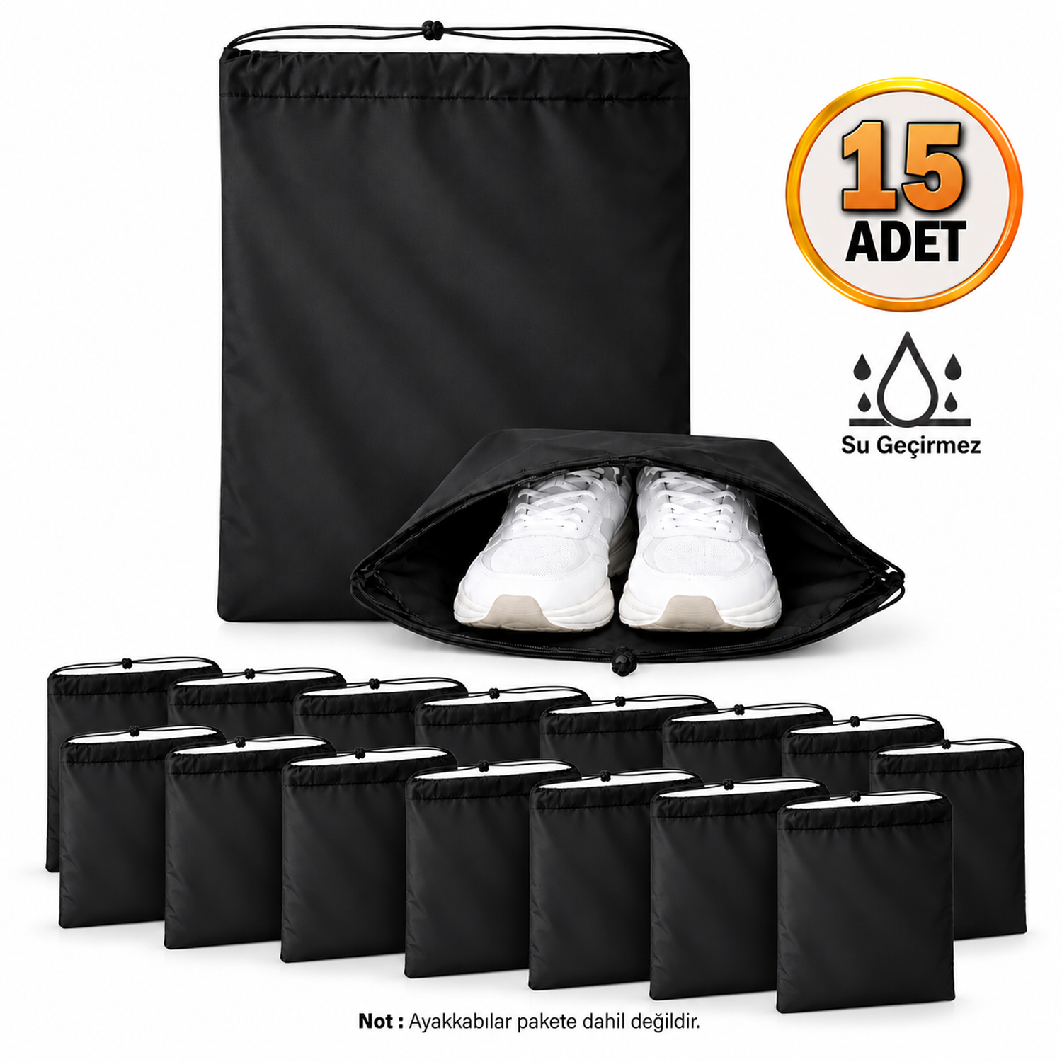 Microcase Su Geçirmez İpli Ayakkabı Eşya Düzenleyici Seyahat Çantası Hurç 50 X 40 CM 15 ADET AL5505