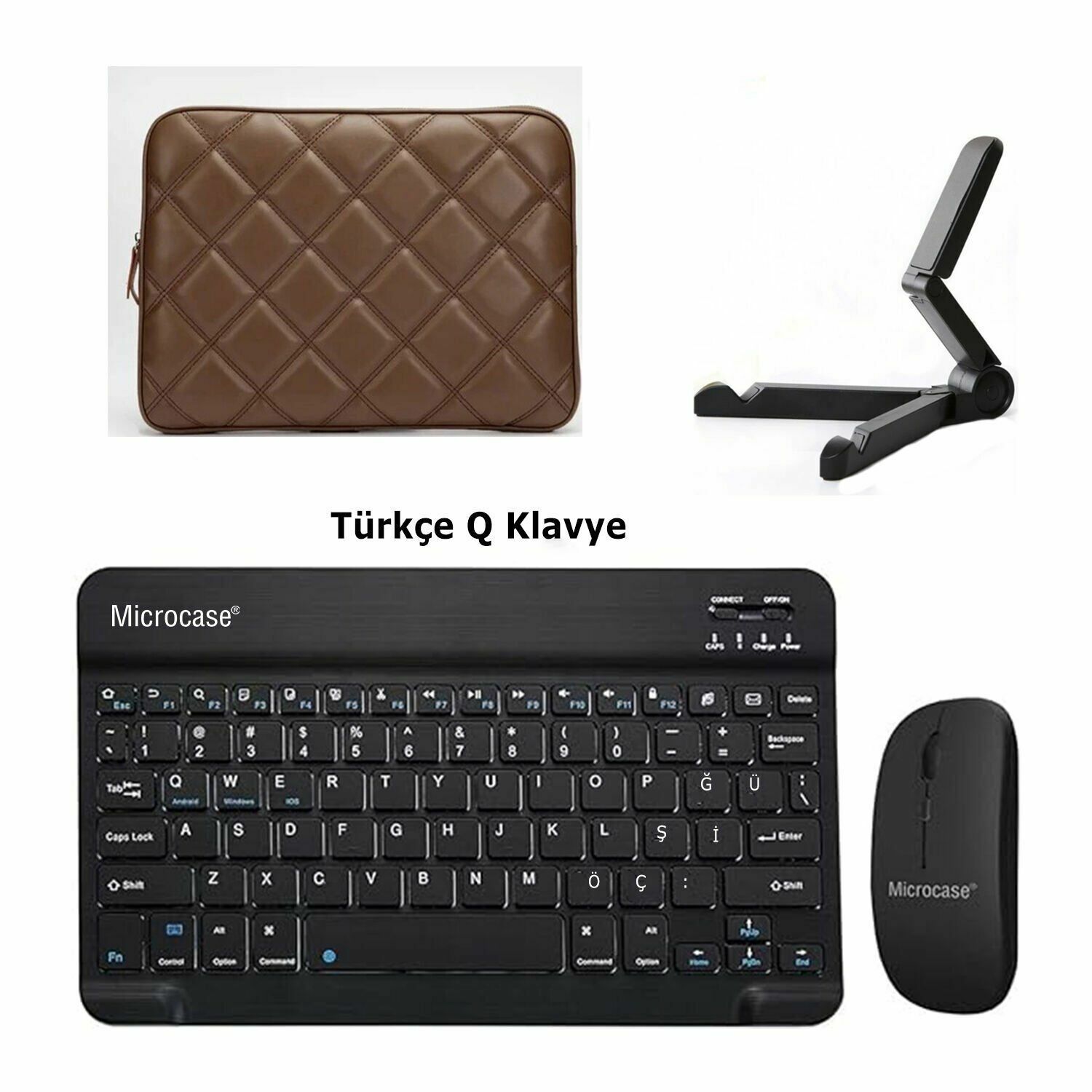 Microcase Xiaomi Redmi Pad Se 11 inch  Tablet Çanta+Türkçe Bluetooth Klavye+Mouse+Tablet Standı-AL8124