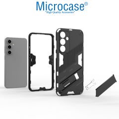 Microcase Samsung Galaxy S25 Matrix Serisi Armor Standlı Perfect Koruma Kılıf - Siyah Al3416