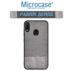 Microcase Huawei P Smart 2019 Fabrik Serisi Kumaş ve Deri Desen Kılıf - Gri