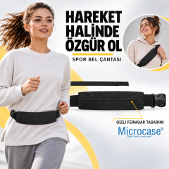 Microcase Gizli Fermuarlı Ayarlanabilir Kemerli Bel ve Omuz Çapraz Spor Koşu Çantası 25 x 6 CM AL5685