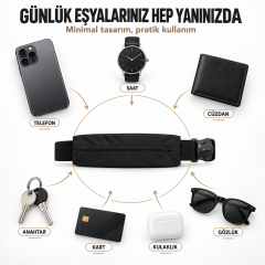 Microcase Gizli Fermuarlı Ayarlanabilir Kemerli Bel ve Omuz Çapraz Spor Koşu Çantası 25 x 6 CM AL5685