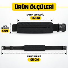 Microcase Gizli Fermuarlı Ayarlanabilir Kemerli Bel ve Omuz Çapraz Spor Koşu Çantası 25 x 6 CM AL5685