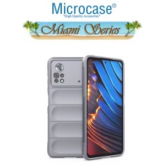 Microcase Xiaomi Poco X4 Pro 5G Miami Serisi Darbeye Dayanıklı Silikon Kılıf - Açık Gri