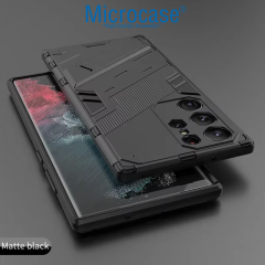 Microcase Samsung Galaxy S25 Ultra Matrix Serisi Armor Standlı Perfect Koruma Kılıf - Siyah Al3416