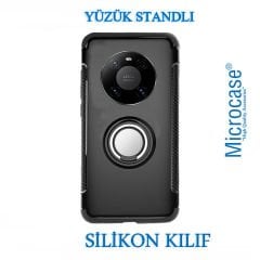 Microcase Huawei Mate 40 Yüzük Standlı Armor Silikon Kılıf - Siyah