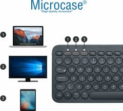 Microcase Tablet Telefon Bilgisayar için Yuvarlak Tuşlu Türkçe Q Bluetooth Kablosuz Klavye Android iOS Windows Uyumlu - AL3048