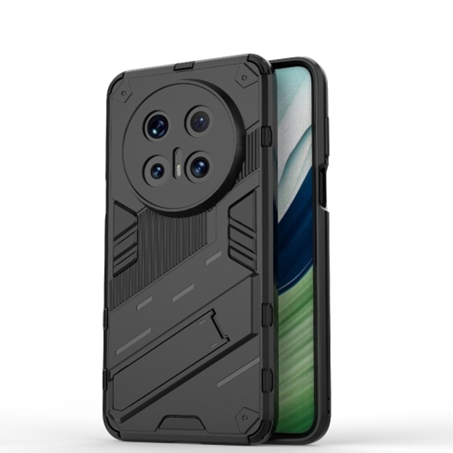 Microcase Huawei Mate 70 Matrix Serisi Armor Standlı Perfect Koruma Kılıf - Siyah Al3416