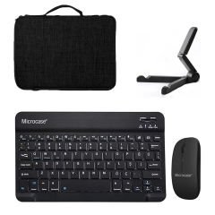 Microcase Vorcom SXPro 10.1 inch Tablet Uyumlu Tablet Çanta+Türkçe Bluetooth Klavye+Mouse+Tablet Standı-Siyah AL8128