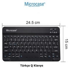 Microcase Vorcom SXPro 10.1 inch Tablet Uyumlu Tablet Çanta+Türkçe Bluetooth Klavye+Mouse+Tablet Standı-Siyah AL8128